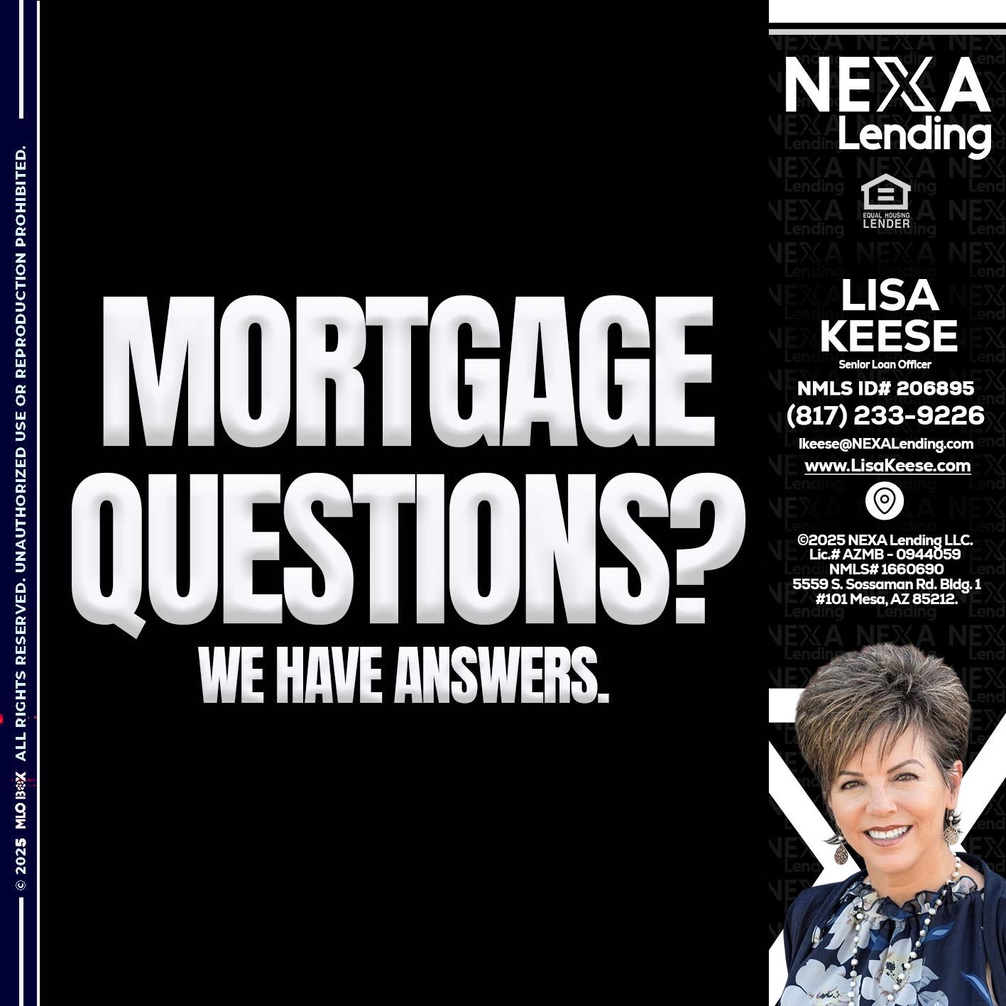 mortgage questions - Lisa Keese -Branch Manager