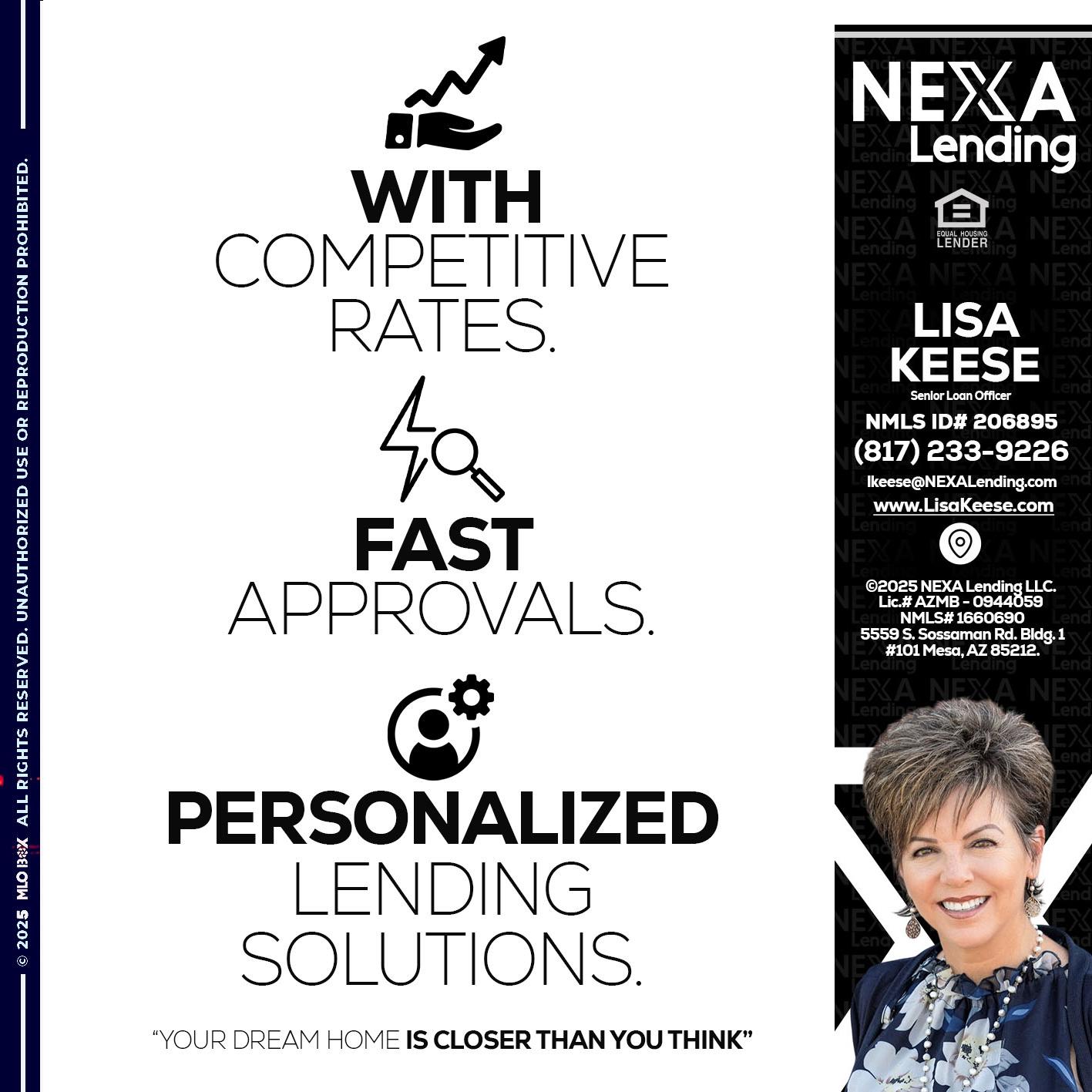 WITH COMPETITIVES RATES - Lisa Keese -Branch Manager