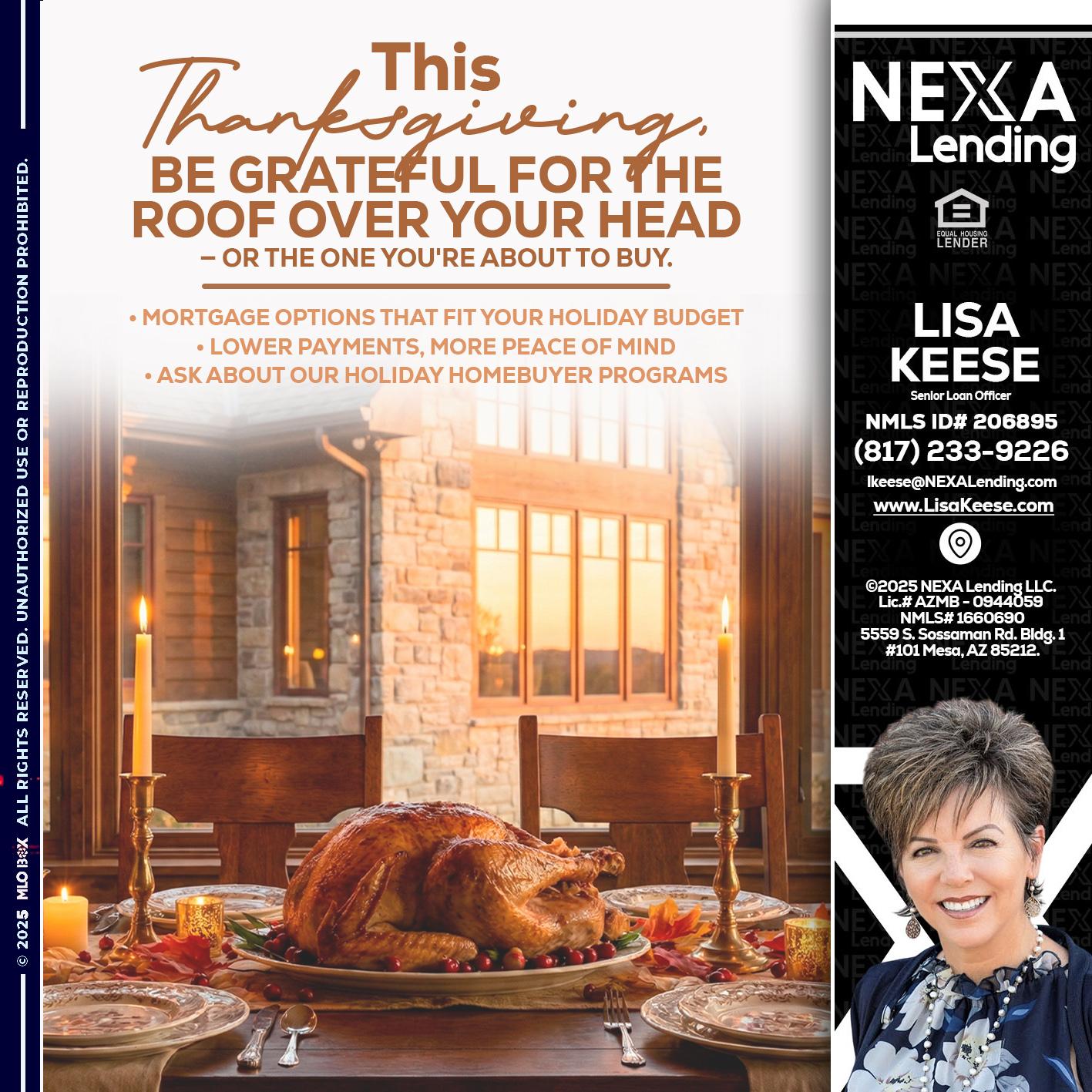 THIS THANKSGIVING - Lisa Keese -Branch Manager